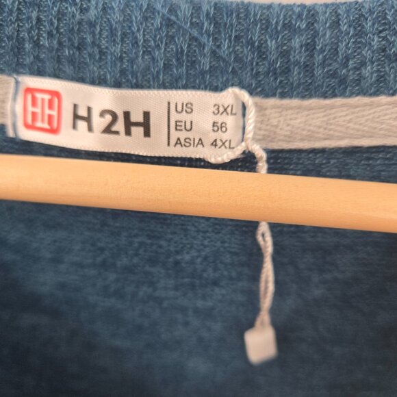 H2H Blue Teal Sweater V-Neck Vest Size 3xl - Picture 8 of 10